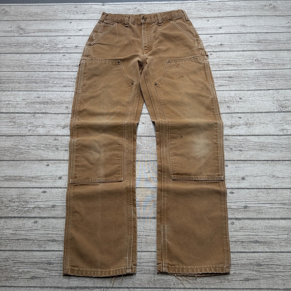 Carhartt Pants Men's 30x32 Brown Relaxed Fit Duck Canvas Double Knee Workwear